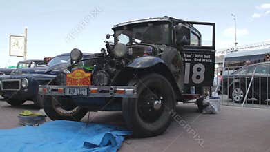 Ford Model A Deluxe Tudor vintage car 1930. Retro show