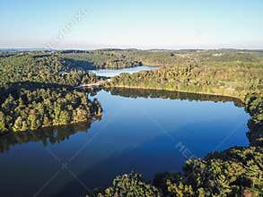 Aerial of Loganville, Pennsylvania around Lake Redman and Lake W