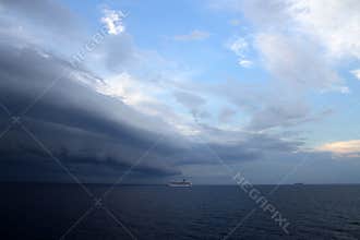 Ships Heading Into a Storm in the Bahamas.