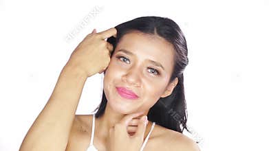 Beautiful woman face with clean skin