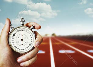 Hand holding sport chronometer