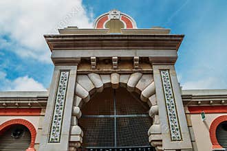 Moorish architectural facade of the traditional market consisting of family run stalls selling local grown or sourced