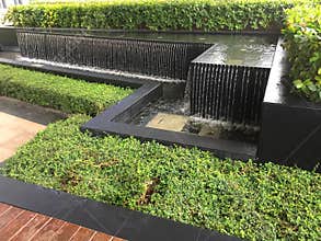 Landscapes design with fountain on top of building