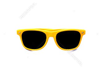 Summer yellow sunglasses isolated in seamless white background