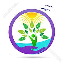 Nature care save agriculture healthy environment wellness logo