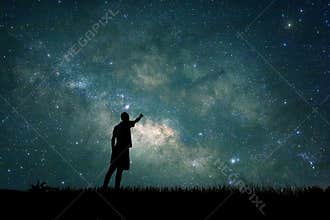 Young Explorer looking to star on sky at night