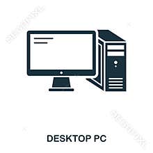 Desktop Pc icon. Line style icon design. UI. Illustration of desktop pc icon. Pictogram isolated on white. Ready to use