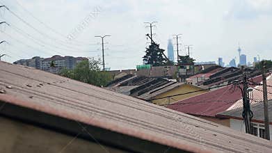 Moisture evaporating on the house roof