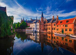 Amazing cityscape of Brugge on summer day