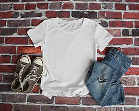 Mockup Flat Lay of White Tee shirt