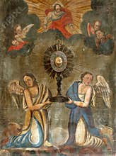Eucharistic adoration monstrance with the Blessed Sacrament
