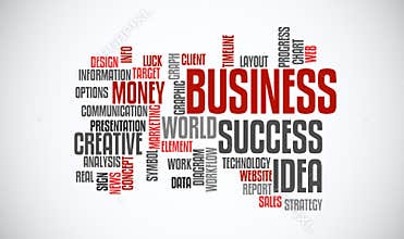 Success business idea marketing word cloud concept. Typography