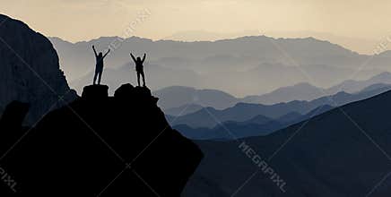 Summit of successful female mountaineers