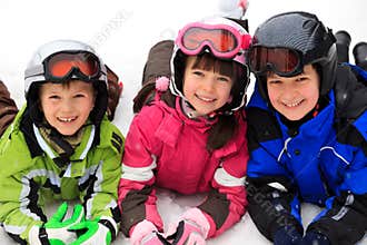 Happy children in winter