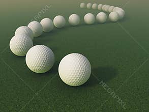 Golf balls on the grass