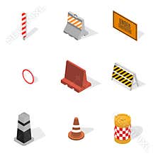 Under construction design elements in 3D, vector illustration.