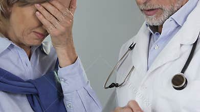 Woman upset and horrified by test results and doctors diagnosis, bad news