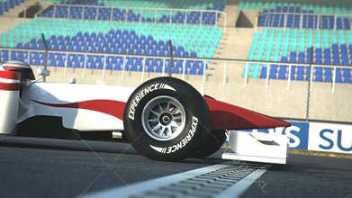 F1 race car crossing finish line