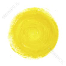 Yellow abstract painted circle on white background.