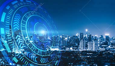 Smart city and technology circles. Graphic design in Bangkok