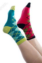 Vertical image brightly colored socks