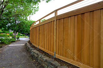 New Cedar Wood Fencing around Backyard around house