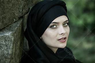 Portrait of a beautiful muslim woman. Young arabian woman in hijab