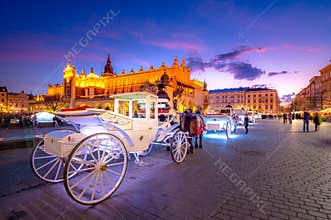 Old town market square of Krakow, Poland