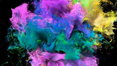 Color Burst - colorful yellow pink smoke explosion fluid particles alpha matte