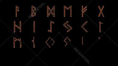Viking Rune Alphabet Lighting Up In Alpha Channel
