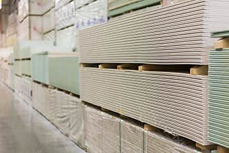 Gypsum plasterboard in the pack.