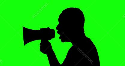 Unidentified man talking with megaphone
