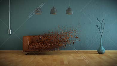 Building up modern living room interior design 3d