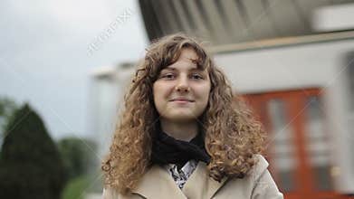 Portrait of Young Woman on Traffic.