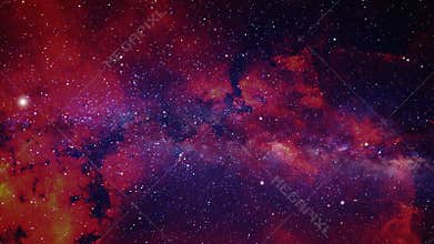 Seamless loop of basic 3D rendering of a space flight. This clip is based on real images taken by NASA, ESA, ESO or other space ag
