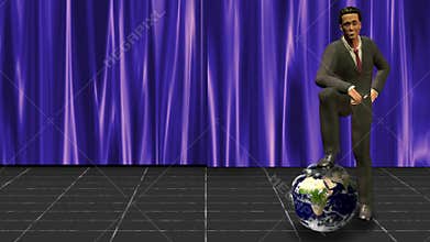 Businessman rested his foot on Earth