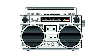 Vintage Portable Radio Cassette Player 2D Animation