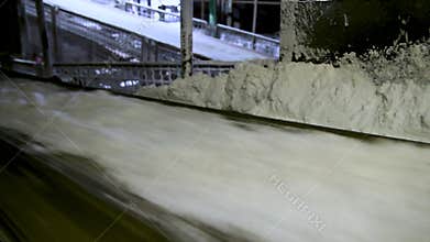 Transport of sugar on the production line. Industrial premises sugar factory. Sugar refinery. Industrial buildings