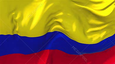 Colombia Flag Waving in Wind Continuous Seamless Loop Background.