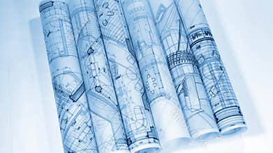 Blueprints - rolls of architectural drawings