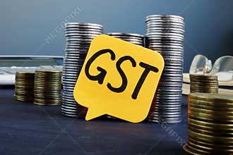 Label with abbreviation GST Goods and Services Tax