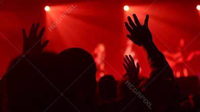 Hands up in worship during a church service