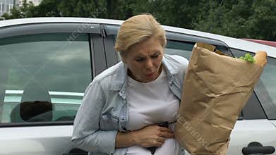 Pregnant woman suffers from pain in abdomen, miscarriage, premature birth