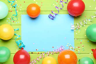 Balloons with sheet of blank paper