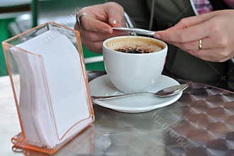 Cappuccino in a white cup