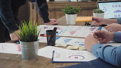 Business team brainstorming researching marketing plan