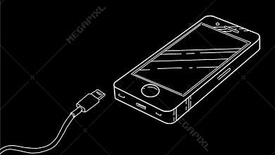 Charging cable charging smart phone 2d animation