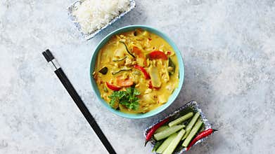 Traditional Chinese or Thai chicken yellow curry