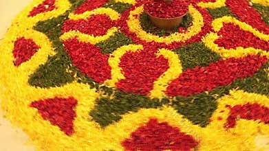 Floral Rangoli arrangement festival India