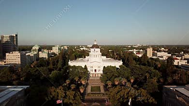 California State Capitol.Aerial view. Sacramento,California USA 4K